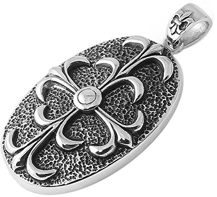 AZARIO LONDON Tribal Fleur de Lys Croix Acier Inoxydable Biker Homme Pendentif Bijoux, Acier inoxydable, acier, Pas de gemme