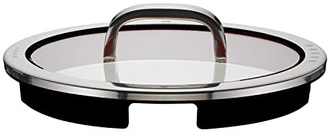 WMF Function - Tapas de cristal (4 unidades, 24 cm, con 4 funciones de vertido, cristal, silicona, acero inoxidable Cromargan pulido, aptas para lavavajillas), color negro