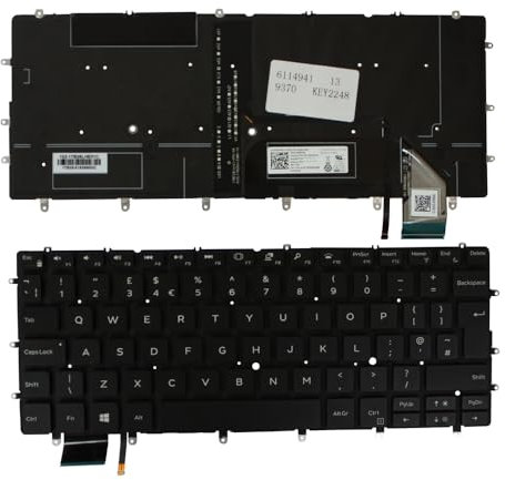 Power4Laptops Vereinigtes Königreich Hinterleuchtet Schwarz kompatible Ersatz Tastatur kompatibel mit Dell XPS 13 9370