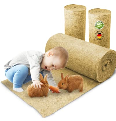 Nagerteppich aus 100% Hanf auf Rolle mit 5m Länge, 50cm Breite, 5mm dick, Hanfteppich für alle Arten Kleintiere, Hanfmatte Nagermatte Nager-Teppich