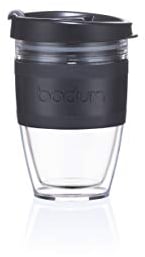 BODUM 11889-01S JOYCUP Travel Mug, double wall, 0.25 L, black band, Plastic