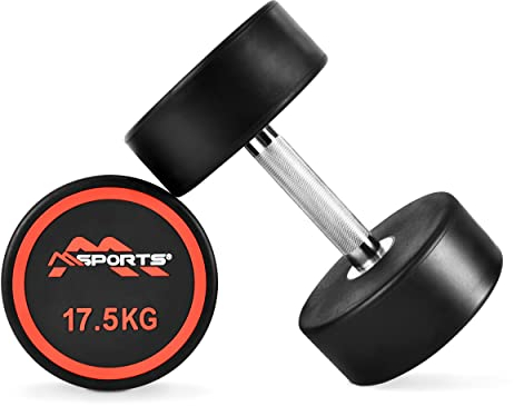 Rundhantel Premium 2er Set | Gummi Kurzhantel Beschichtung 2,5-50 kg | Griff verchromt und gerändelt | Verschiedene Gewichtsvarianten Hantel (2 x 17,5 kg)