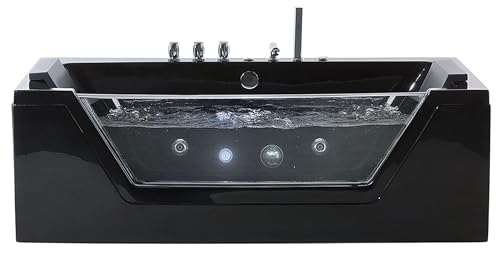 Baignoire Balnéo 160 cm en Acrylique Sanitaire Noir à LED Sous-Marines Samana