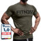 Fitness Method, Sport T-Shirt Herren, Slim-Fit Shirt bequem & hochwertig Männer, Rundhals & Tailliert, Training & Freizeit, Gym & Casual Workout Mann, 95% Baumwolle, 5% Elastan, (Khaki - Schwarz L)