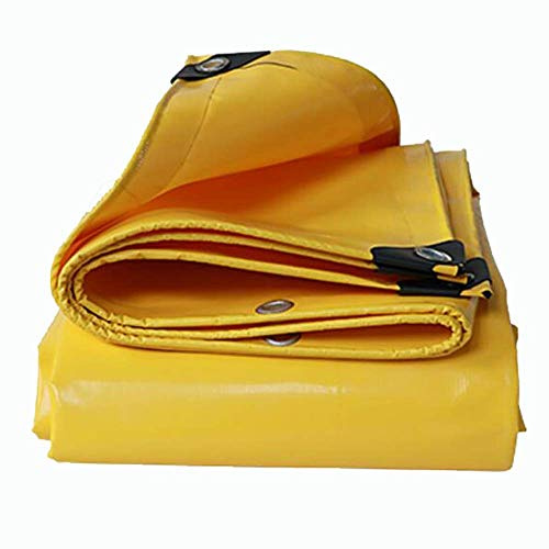 MTYLX Large Heavy Duty Tarpaulin,Tarps,Outdoor Rainproof Waterproof Thick Yellow Tarp Shade Cover for Garden, Car Cover,Yellow,5×9M