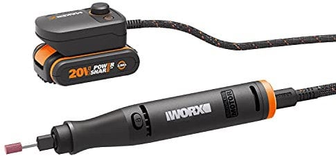 WORX MakerX 20V Rotary Engraving Tool Kit - Cordless, with Brushless Motor, Home Improvement Power Tool, Includes Hub, Battery and Charger for Cutting, Engraving, Dremel, and Crafting