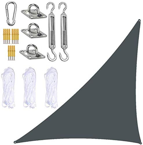 Garden Sail Canopy, Triangle Sun Sail Shade with Fixing Kit, 3 Ropes, Waterproof, UV Block, Right Angle Garden Shade Sails Sunshade Awnings for Outdoor Patios (Deep Grey,3m x 4m x 5m)