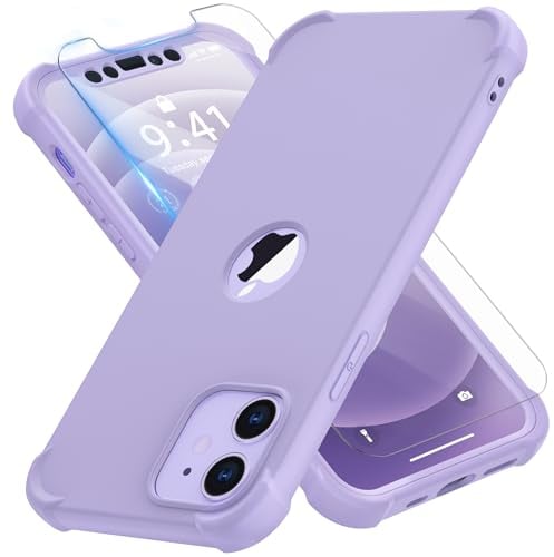 ORETECH für iPhone 12 Mini Hülle, mit 2 Stück Schutzfolie, 360 Grad Ganzkörper Stoßfest Kratzfest Silikon Handyhülle für iPhone 12 Mini 5,4 Zoll, Violett
