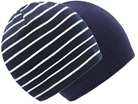 Foruhoo Unisex Baby Mütze Jungen & Mädchen Beanie Kleinkind Hut Herbst Winter (E: Navy Streifen,53 und 54L) (49-53, Einlagig: Navy+Navy Streifen)