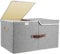 TYEERS Extra Large Storage Box with Lids and Compartments, Collapsible, Washable, Fabric Box with Lid for Clothes, Wardrobe Storage, 55x33x30 cm, Set of 1, Grey