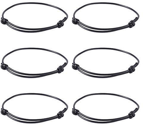 PandaHall 50pcs Korean Waxed Polyester Cord Bracelets Adjustable Friendship Cord Bracelets Handmade Braided Cord Protection Bracelets Lucky Bracelets for Women Girls, Black