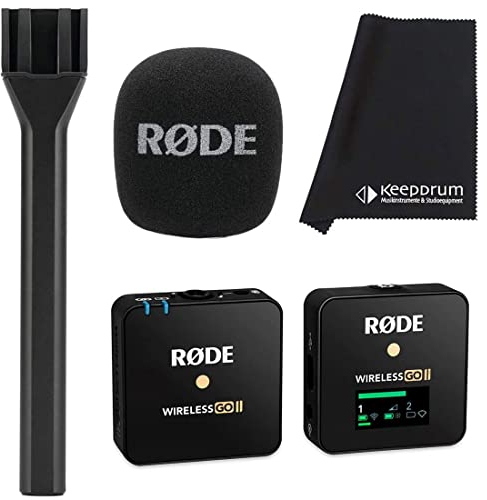 RØDE Wireless GO II Single Microphone Radio System + Interview GO Hand Adapter + Keepdrum Microfibre Cloth