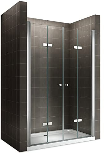EMMY Porte de douche pliante pivotante H 195 cm largeur réglable 100 à 104 cm verre transparent
