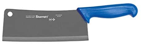 Starrett Coltello Mannaia da Cucina Acciaio Inox Dello Chef, Ampio Rettangolare da 8 Pollici (200 mm), Manico Blu (BKL509-8)