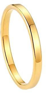 Homxi Edelstahl Ring Damen mit Gravur,Poliert Rund 2MM Ring für Damen Gold Damenring Größe 54 (17.2)