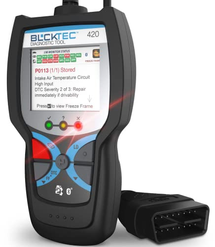BLCKTEC 420 Bluetooth OBD2 Scanner Diagnostic Tool - Vehicle Code Reader for Car - Clears Check Engine Light - Comes with Premium OBD App On IOS & Android - Works For All Cars 1996 & Newer