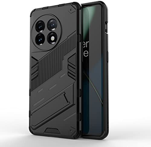 ESTH® Kompatibel mit OnePlus 11 5G Hülle mit Ständer Halter Schutzhülle Case [für Handyhalterung Auto Magnet] Militär Stoßfest Handyhülle, Schwarz