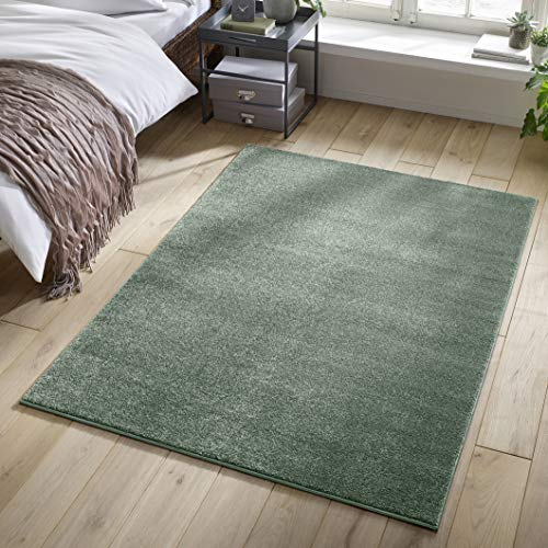TacaHome Kurzflor Teppich Designer I Flauschiger Flachflor fürs Wohnzimmer, Esszimmer, Schlafzimmer oder Kinderzimmer | 140 x 200 cm Mint Grün
