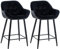 CLP 2er Set Barhocker Gibson - Tresenstuhl Mit Fußstütze - 2 x Tresenhocker Gepolstert, Farbe:schwarz, Material:Samt