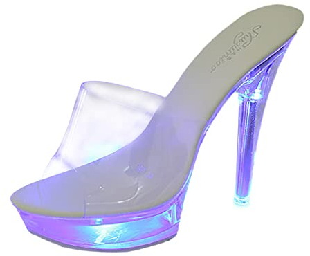 Damen Sandalen Mit Absatz Elegant - High Heels Leuchtende Schuhe Plateau Kleid Schuhe Abendschuhe Sommer Plateaupumps Party-Sandalen LED Hochzeit Party Sandaletten Laufsteg Schuhe