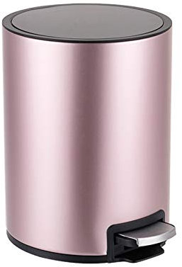 Corbeille à Papier En forme de tambour Poubelle avec couvercle en acier inoxydable ménages pédale Poubelle Fashion étagé Garbage Can Kitchen, bureau, maison Poubelle De Bureau ( Color : Rose gold )
