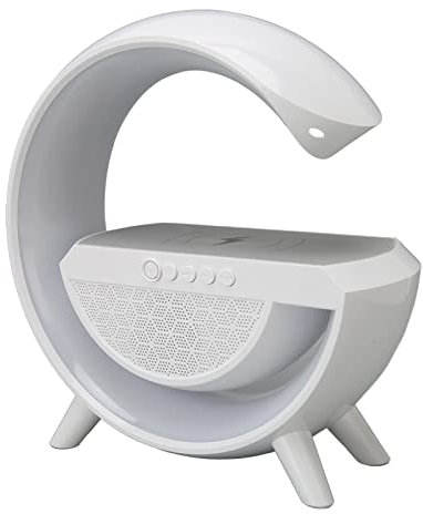 Bluetooth Speaker, Dimmable Type C Bluetooth Speaker with Night Lamp, Support FM USB AUX Mode Playback, 15W Wireless Charger, Hands Free Calls