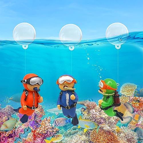 Aquarium Deko 3 Stück Schwimmende Aquarium Dekoration, Taucher Kunstharz Fische Tank Ornaments Cute Klein Taucher Aquarium Landschaft Interessantes Aquarium Zubehör für Zuhause Büro