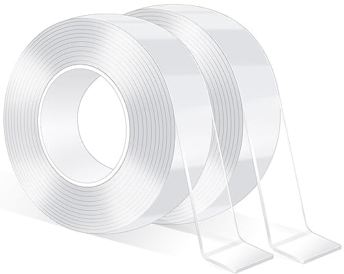 Bolatus Double Face Extra Fort 3Meter, Double Face Transparent, Réutilisable Lavable,Ruban adhésif Multifonctionnel Pour Tapis Photo Décoration(2 Tomes)