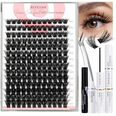 BEYELIAN Falsche Wimpern, 168 Stück D-Curl Mixed Haarwimpern Verlängerung DIY Falsche Wimpern für den persönlichen Gebrauch zu Hause (56D Kit)