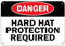 Panneau d'avertissement « Danger Hard Hat Protection Required Danger » Panneau de signalisation routière 30,5 x 40,6 cm