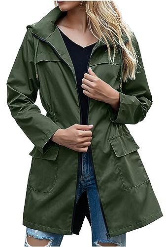 Blouson Femme Coupe-Vent à Capuche Imperméable Veste a Capuche Femmes en Veste de Pluie Softshell Veste Imperméable Respirant Manteau avec Capuche À Manches Longues Parka de Cyclisme Veste