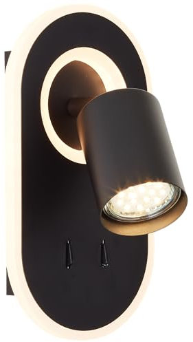 Lightbox zeitloser LED Wandspot - 22 x 12 x 16 cm - schwarzer Wandstrahler mit LED Profil-Rahmen & schwenkbarem Kopf & Schalter & 10 W, 1200 lm, 3000 K - aus Metall/Kunststoff