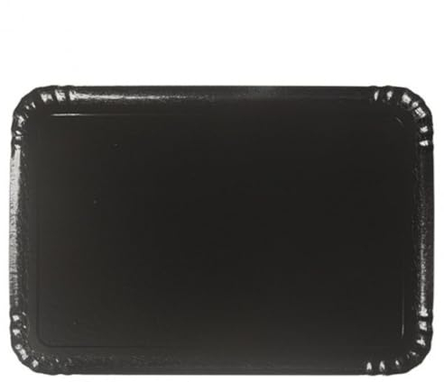 Bandeja de catering desechable de recepción | Lote de 100 palillos de cartón rígido | 2 tamaños | Plata - Oro - Negro | Servicio - Presentación Buffet Pequeños Hornos Cristalinos (negro, 28 x 42 cm)
