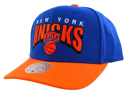 Mitchell & Ness Mess NBA Boom Text Pro Snapback Cap New York Knicks royal/orange