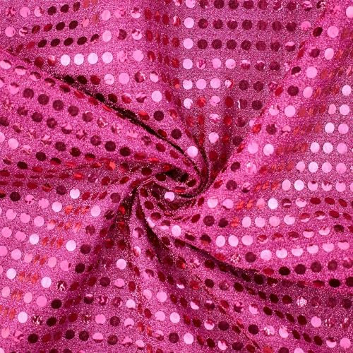 Paillettenstoff, Kreise 6mm, Meterware, Dekostoff, Kostümstoff. glänzend pink (Länge am Stück: ab 100cm / Breite: 100cm)
