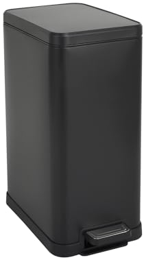 SVITA STM15 Mülleimer Treteimer Tretmülleimer Abfalleimer 15l inkl. Inneneimer Softclose-Deckel Fußpedal freistehend rechteckig Schwarz