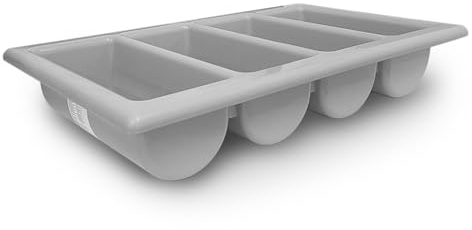 Catering Parts UK 4 Compartment Cutlery Rack Grey Heavy Duty Storage For Commercial Kitchens/School Kitchens | Restaurant Cutlery Tray
