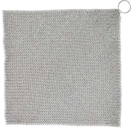 Wedhapy Pulitore per Ghisa Paglietta in Acciaio Inossidabile AntiGraffio 20x20 Cm Olio Antiaderente Pulitore per Cotta di Maglia Pulitore in Ghisa per Pentole da Cucina Piastre