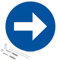 Panneau de signalisation rétro réfléchissant rond prépercé PVC ou ALU diam 250mm ou 300mm + Kit de fixation pour pose facile, rapide - Flèche à droite -
