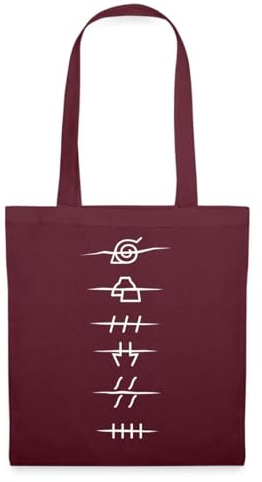 Spreadshirt Naruto Shippuden Anti-Symbole Der Akatsuki Stoffbeutel, One size, Burgunderrot