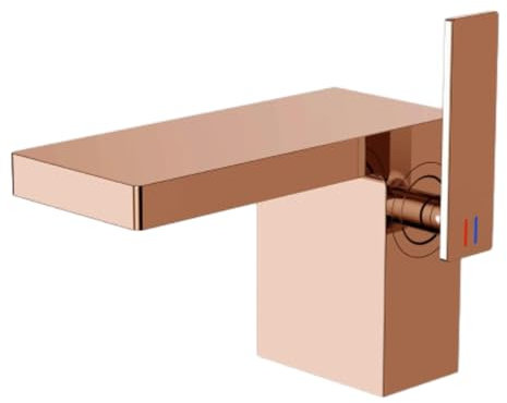 Rubinetto Del Lavabo Rubinetto Miscelatore A Cascata Quadrato, Rubinetto Per Lavabo Da Bagno Domestico In Rame Tutto In Rame