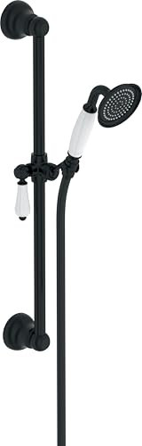 Jacob Delafon - Set de douche Louise - Avec Barre, Flexible et douchette - Design Rétro - Économie d’eau - 53x22x128,90 cm - Finition Noir mat - E24364-BL
