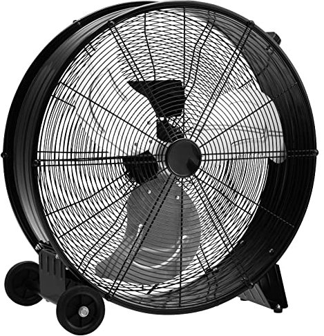 COSTWAY Ventilador Industrial de 180W, Ø65cm Ventilador de Suelo con Asa Lateral, 2 Ruedas, Soporte Antideslizante, 3 Velocidades, 3 Aspas Metálicas, Potente de Aluminio para Garaje y Almacén (Negro)