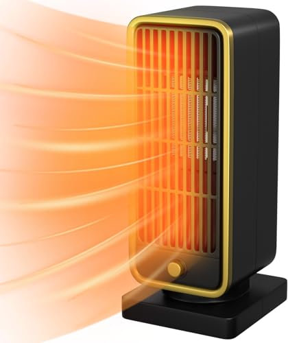 GARDTECH Heizlüfter 500W, Heizstrahler Mini, Elektrische Heizung, PTC-Keramik Compact Heizgerät für den Arbeitsplatz, Schreibtisch oder Camping Schwarz