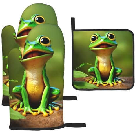 Green Frog Lot de 3 gants de cuisine et maniques de Noël pour cuisine