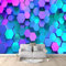 Fototapete Schlafzimmer Geometrische Wabe Mit Blauem Violettem 300x210 cm 3D Druck Vliestapete, Wandtapete Wandbilder, für Wohnzimmer, Kinderzimmer, TV Hintergrund Vlies Tapete
