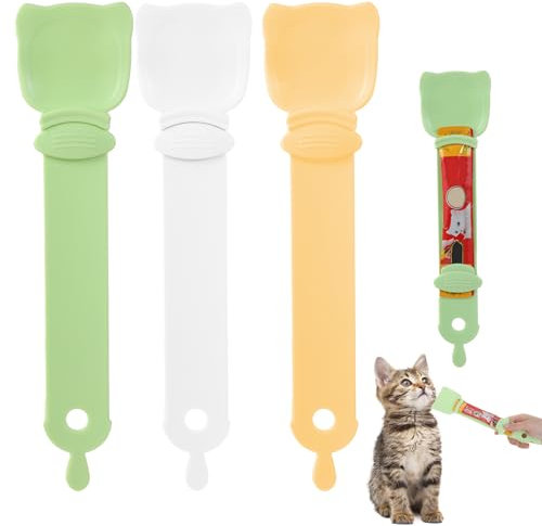 Xthrotsenk 3Pcs Cat Treat Squeeze Spoon Multifunctional Lickable Treat Feeder for Cats & Liquid Snack Wet Food
