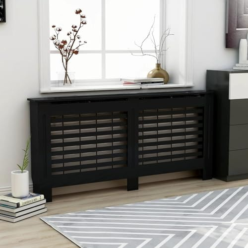 Juroupi Radiator Cover Black 172x19x81 cm MDF,Radiator Cover,Radiator Cover Modern-288189