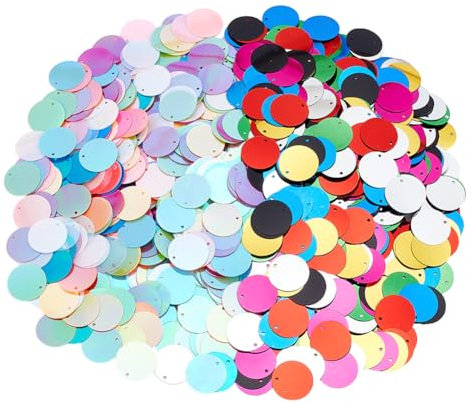 arricraft 1020 Stück Flache Runde Pailletten 2 Stil 20mm PVC Bunt Groß Glänzend Lose Pailletten Mit Loch Für DIY Strick Näh Verzierungs Und Stickarbeiten