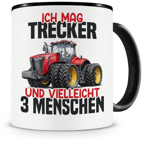 Samunshi® Traktor Tasse mit Spruch Ich mag Trecker Rot Geschenk für Landwirtschafts Fans und Landwirte Kaffeetasse Trecker Tassen zum Geburtstag 300ml schwarz